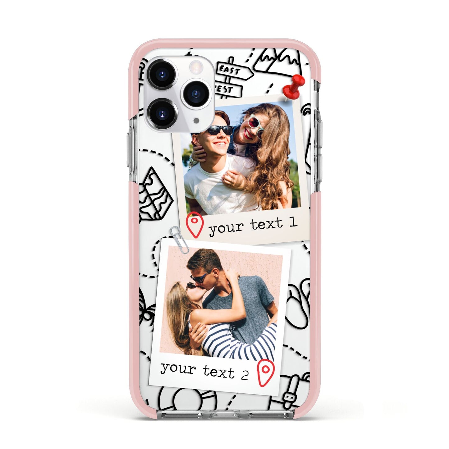 Pinboard Photo Montage Upload Apple iPhone 11 Pro in Silver with Pink Impact Case