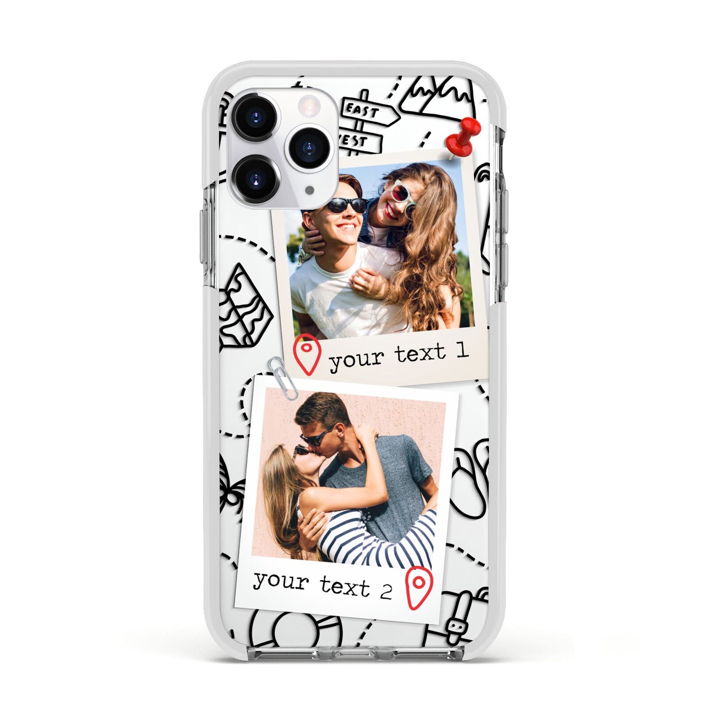 Pinboard Photo Montage Upload Apple iPhone 11 Pro in Silver with White Impact Case