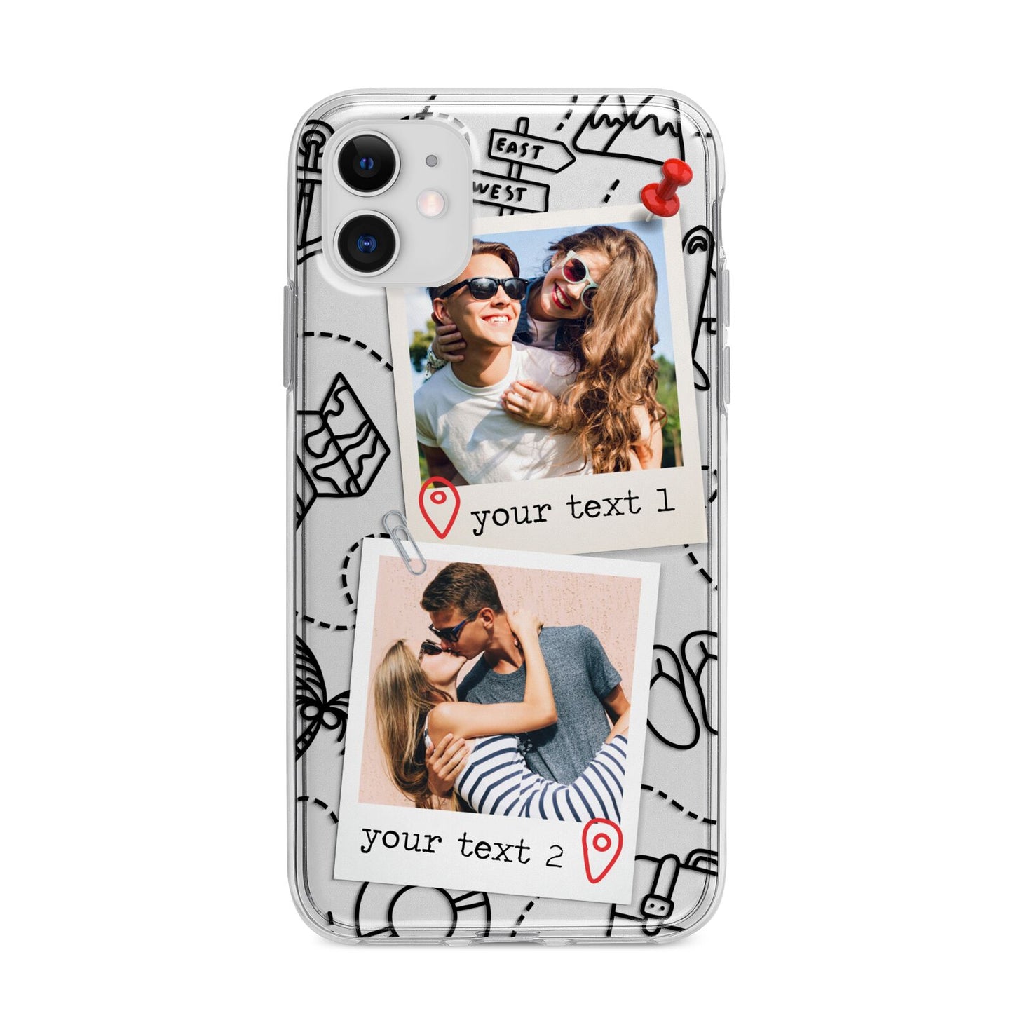 Pinboard Photo Montage Upload Apple iPhone 11 in White with Bumper Case