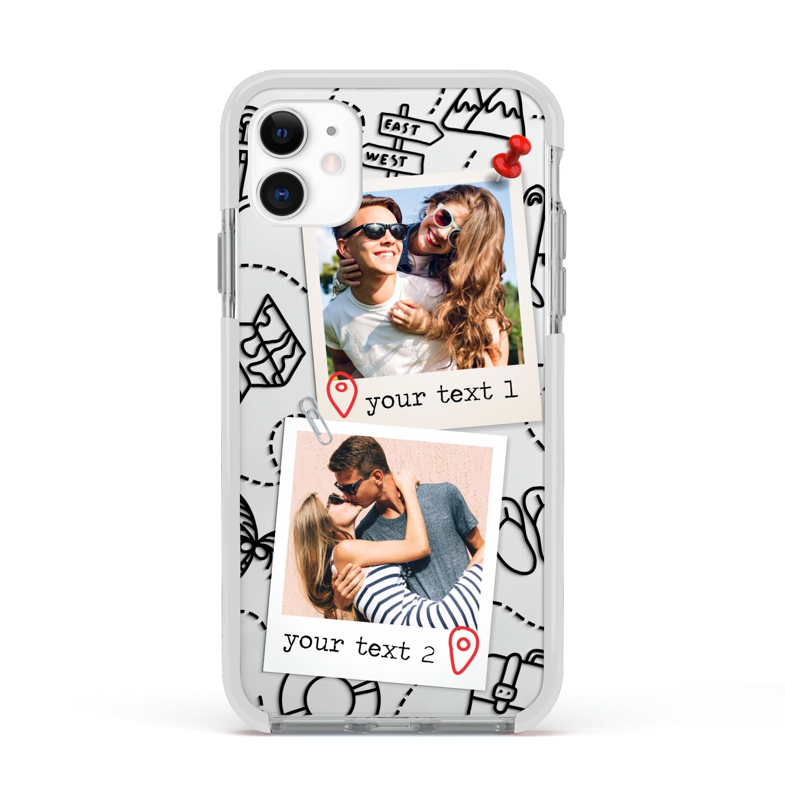 Pinboard Photo Montage Upload Apple iPhone 11 in White with White Impact Case