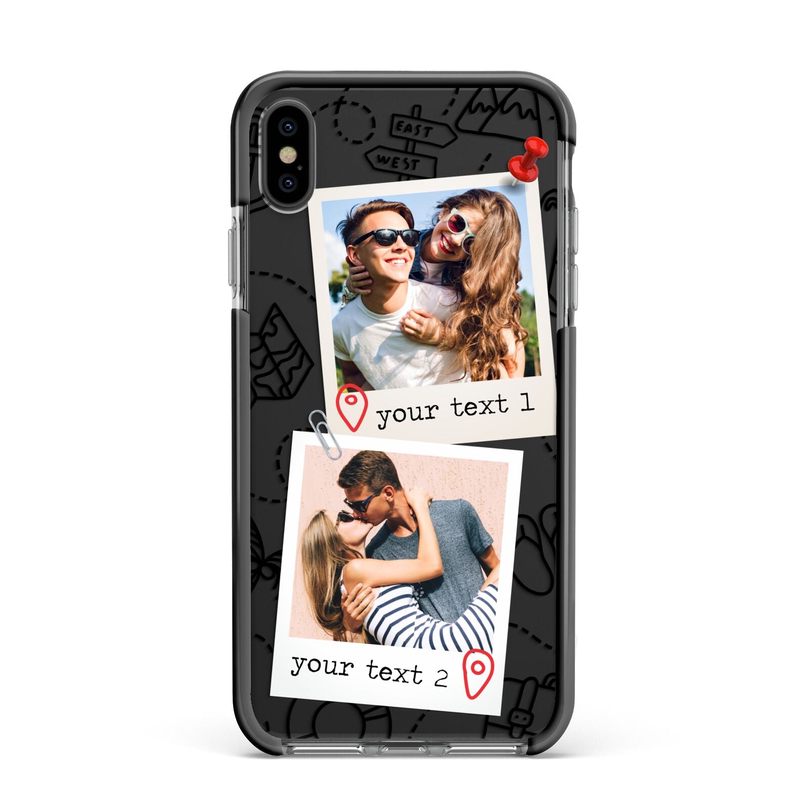 Pinboard Photo Montage Upload Apple iPhone Xs Max Impact Case Black Edge on Black Phone