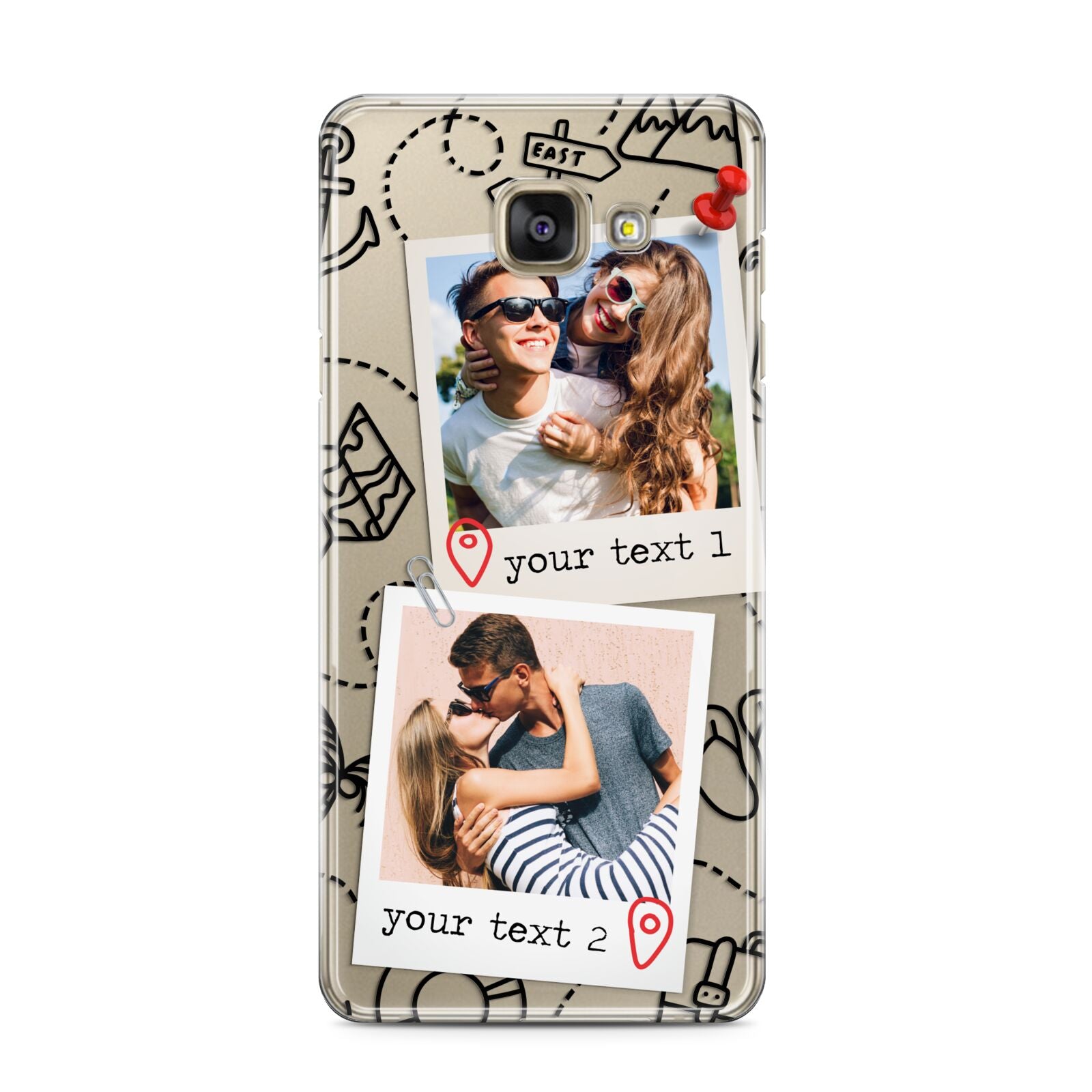 Pinboard Photo Montage Upload Samsung Galaxy A3 2016 Case on gold phone
