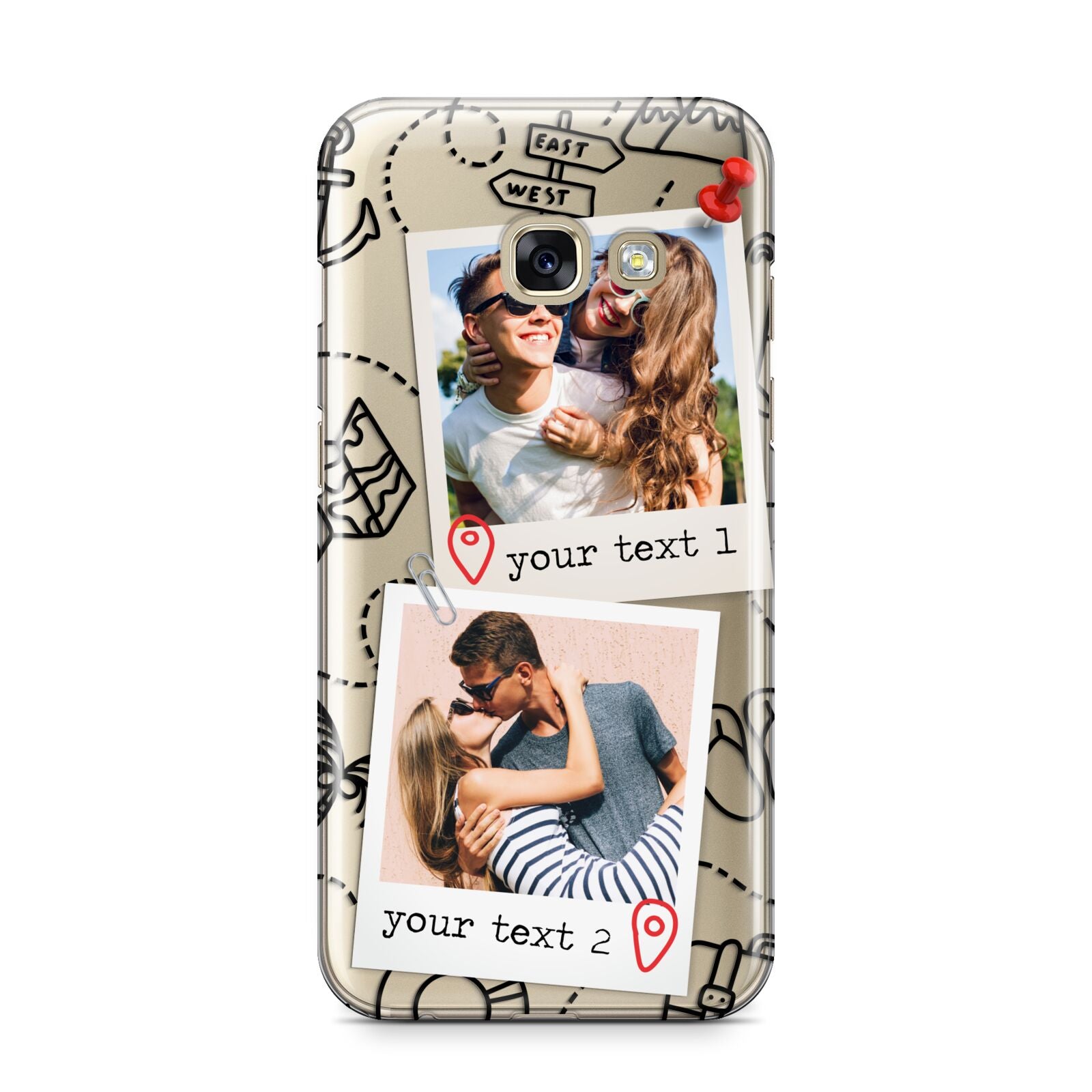 Pinboard Photo Montage Upload Samsung Galaxy A3 2017 Case on gold phone
