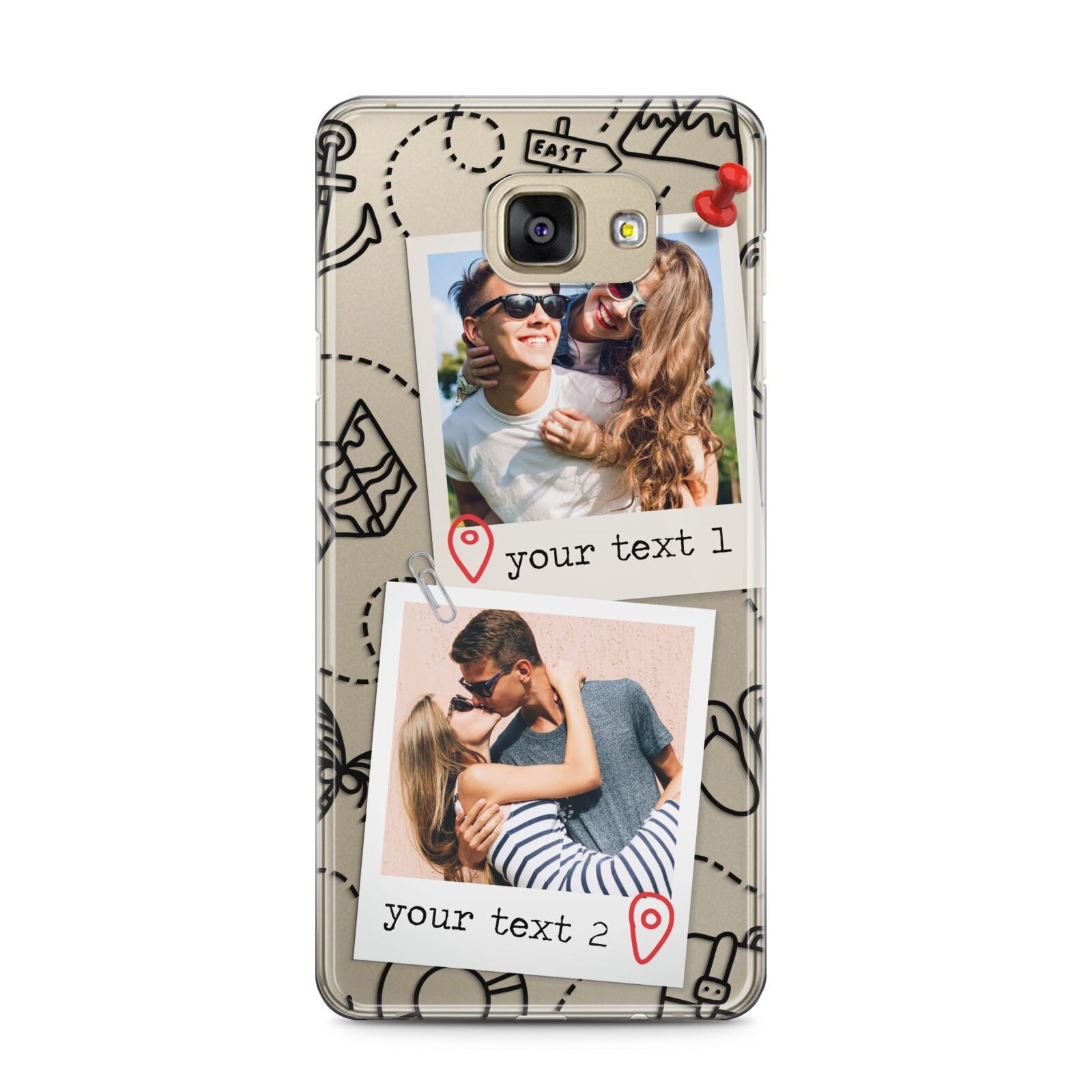 Pinboard Photo Montage Upload Samsung Galaxy A5 2016 Case on gold phone