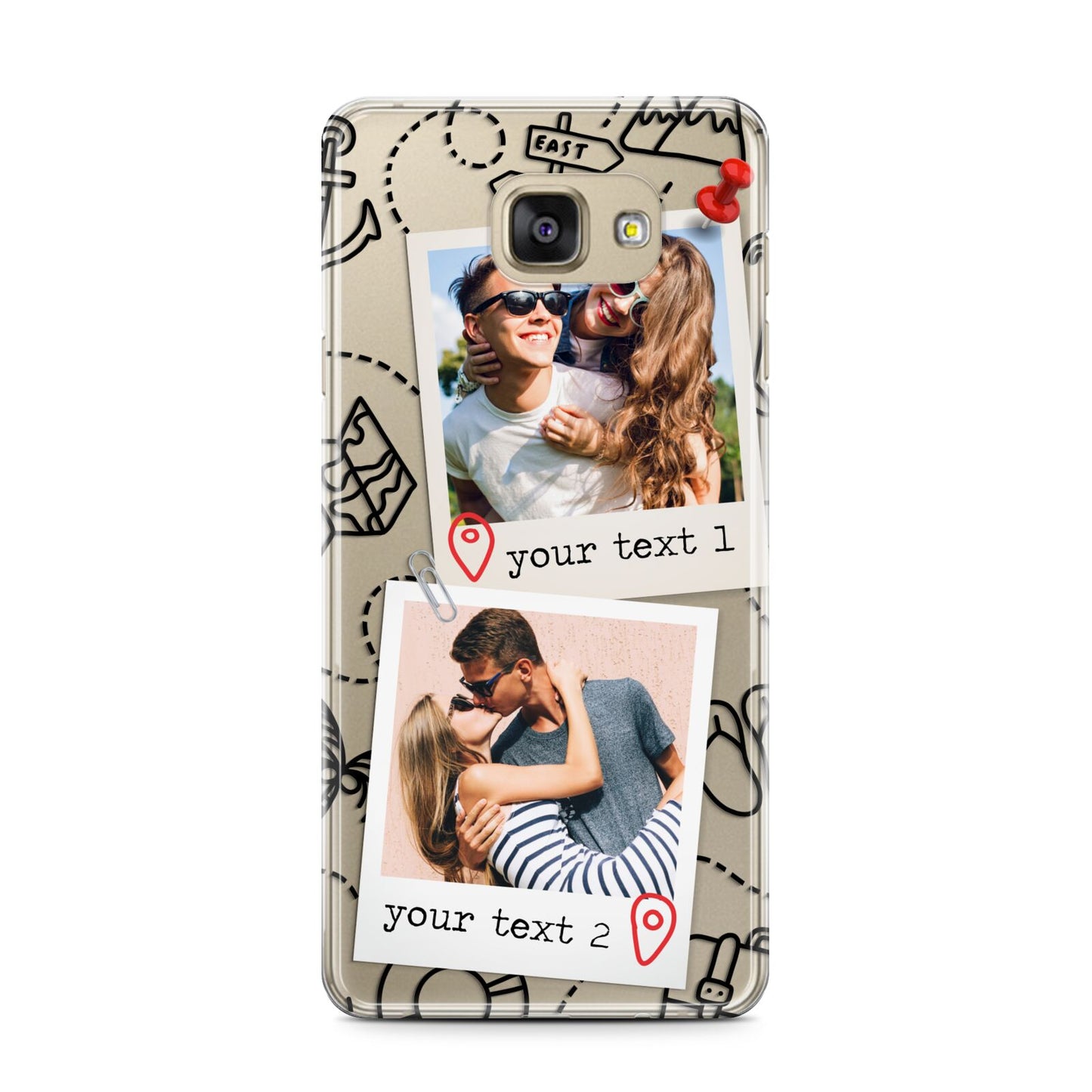 Pinboard Photo Montage Upload Samsung Galaxy A7 2016 Case on gold phone