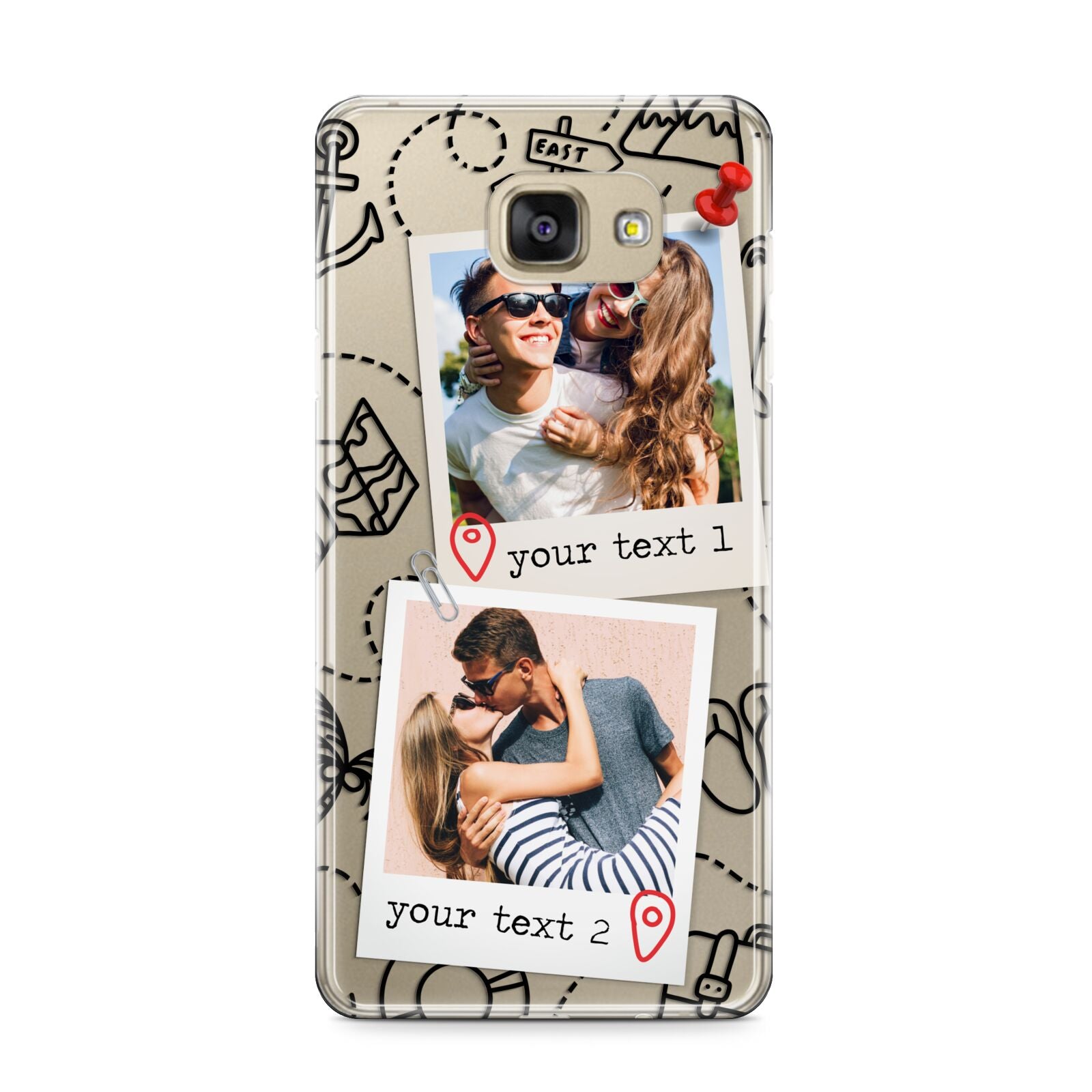 Pinboard Photo Montage Upload Samsung Galaxy A9 2016 Case on gold phone