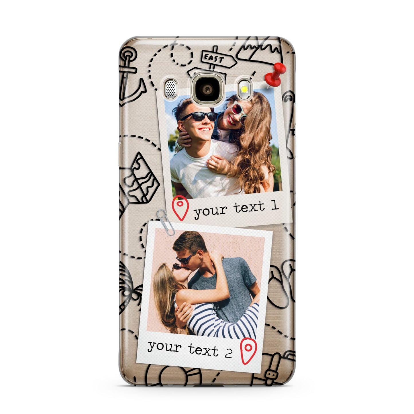 Pinboard Photo Montage Upload Samsung Galaxy J7 2016 Case on gold phone