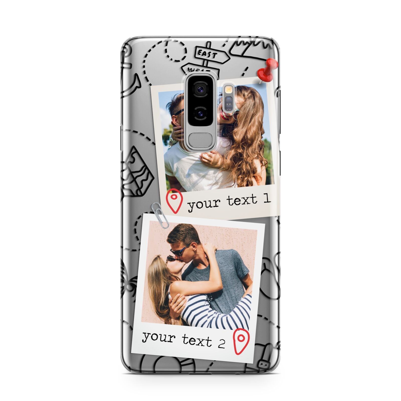 Pinboard Photo Montage Upload Samsung Galaxy S9 Plus Case on Silver phone