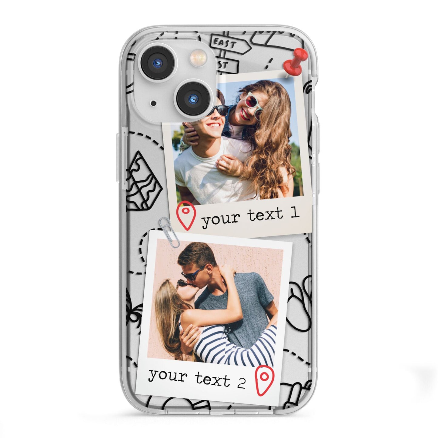 Pinboard Photo Montage Upload iPhone 13 Mini TPU Impact Case with White Edges