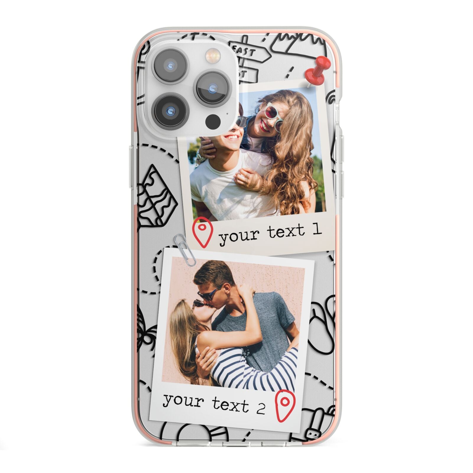 Pinboard Photo Montage Upload iPhone 13 Pro Max TPU Impact Case with Pink Edges