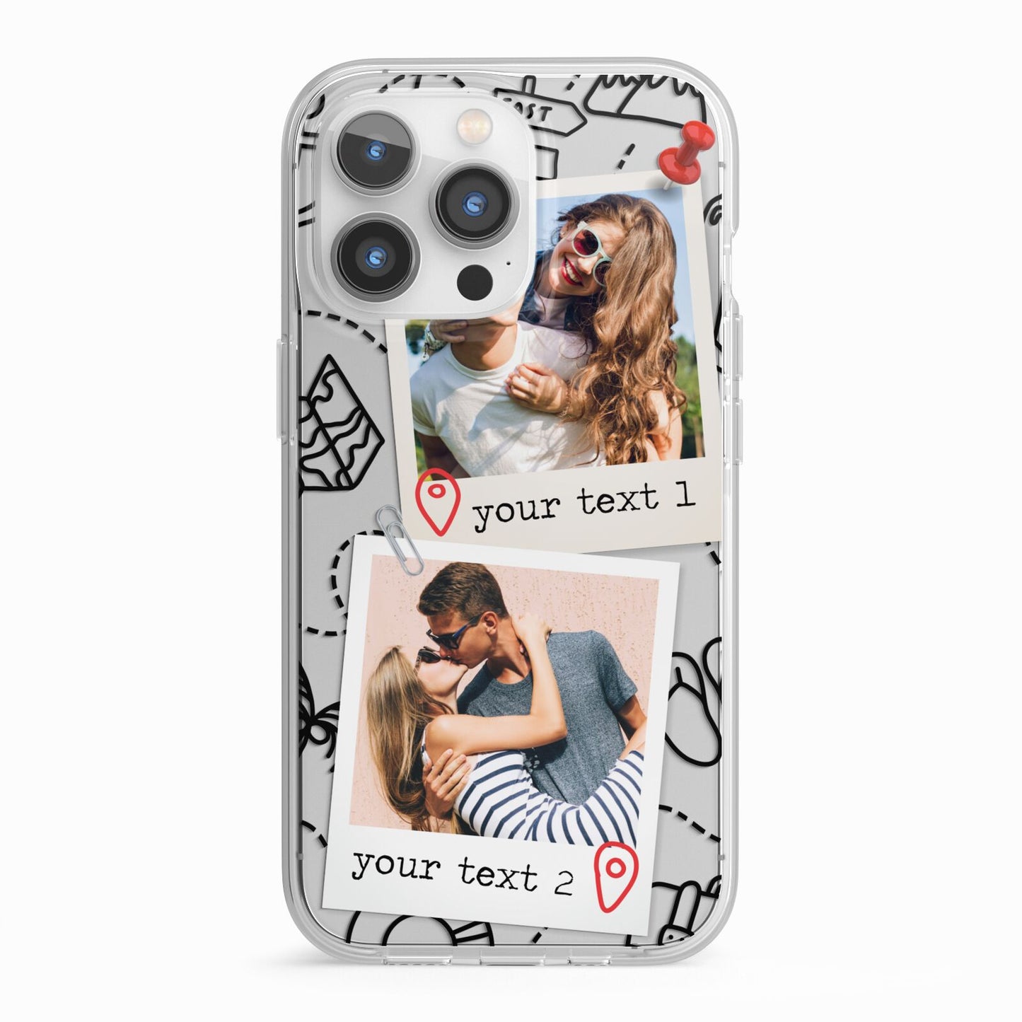 Pinboard Photo Montage Upload iPhone 13 Pro TPU Impact Case with White Edges
