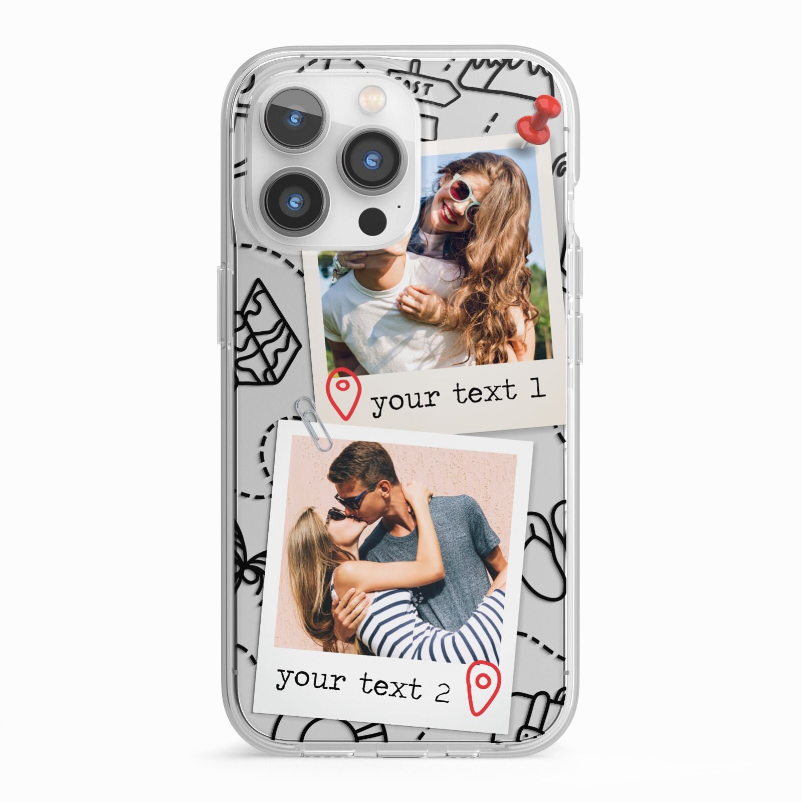 Pinboard Photo Montage Upload iPhone 13 Pro TPU Impact Case with White Edges