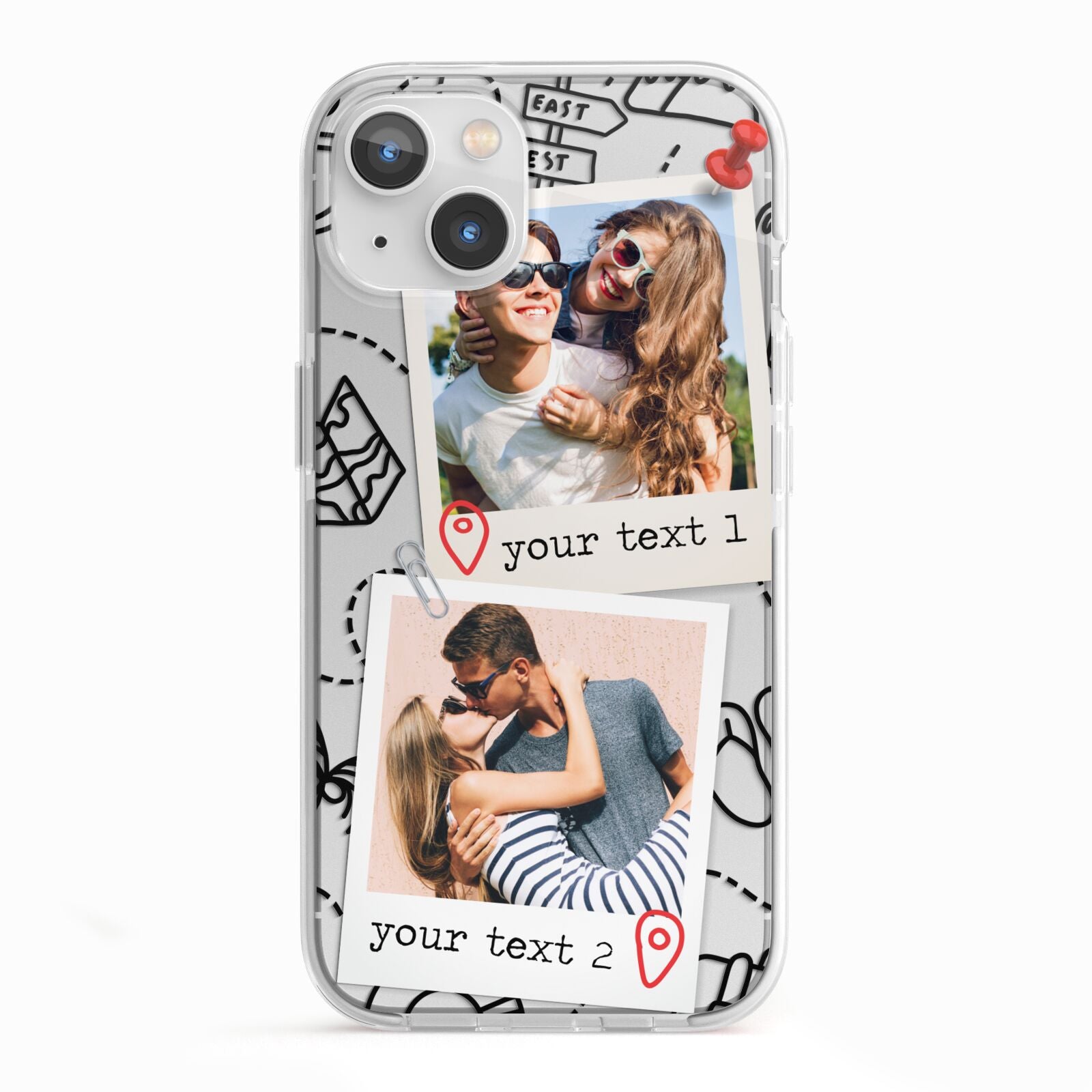 Pinboard Photo Montage Upload iPhone 13 TPU Impact Case with White Edges
