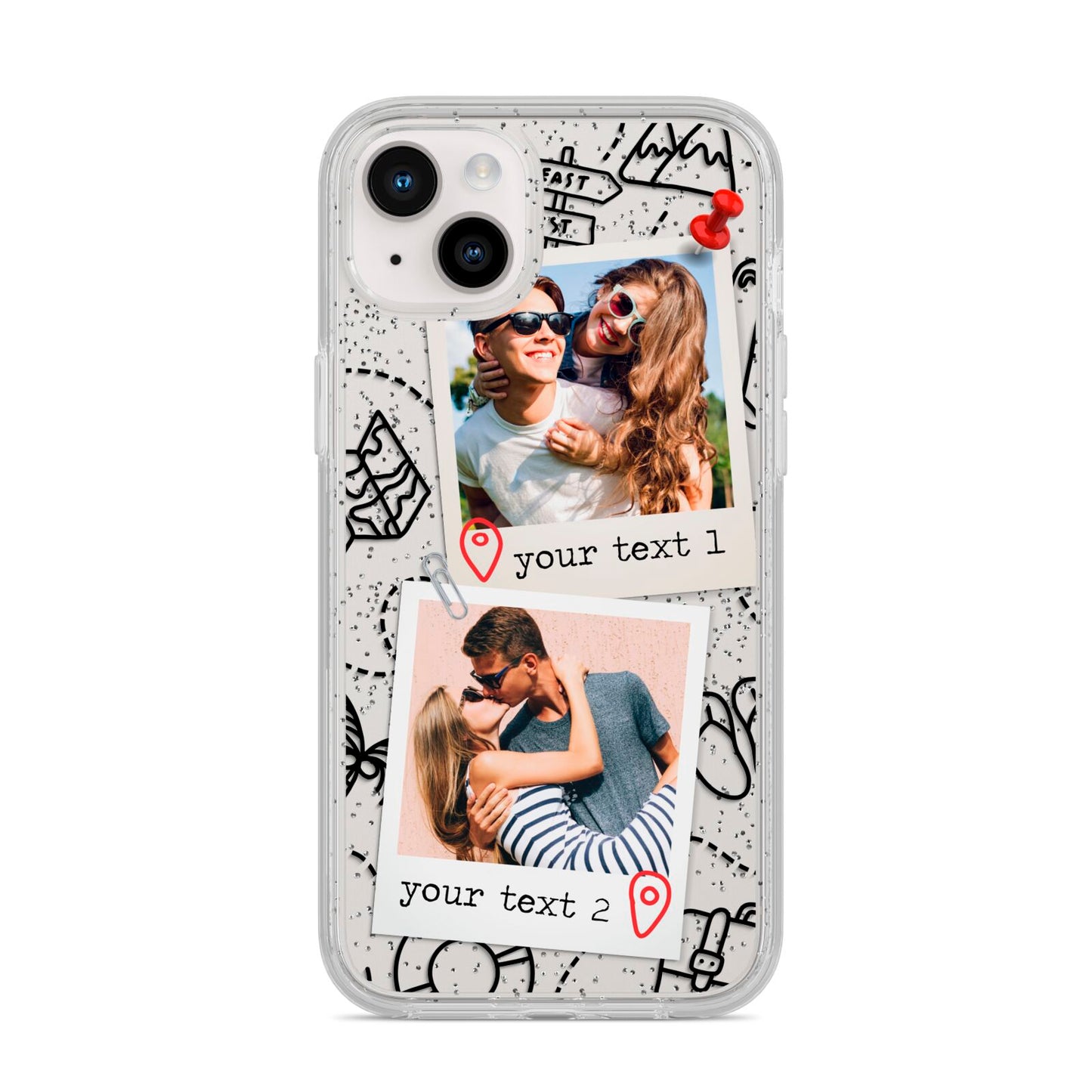 Pinboard Photo Montage Upload iPhone 14 Plus Glitter Tough Case Starlight