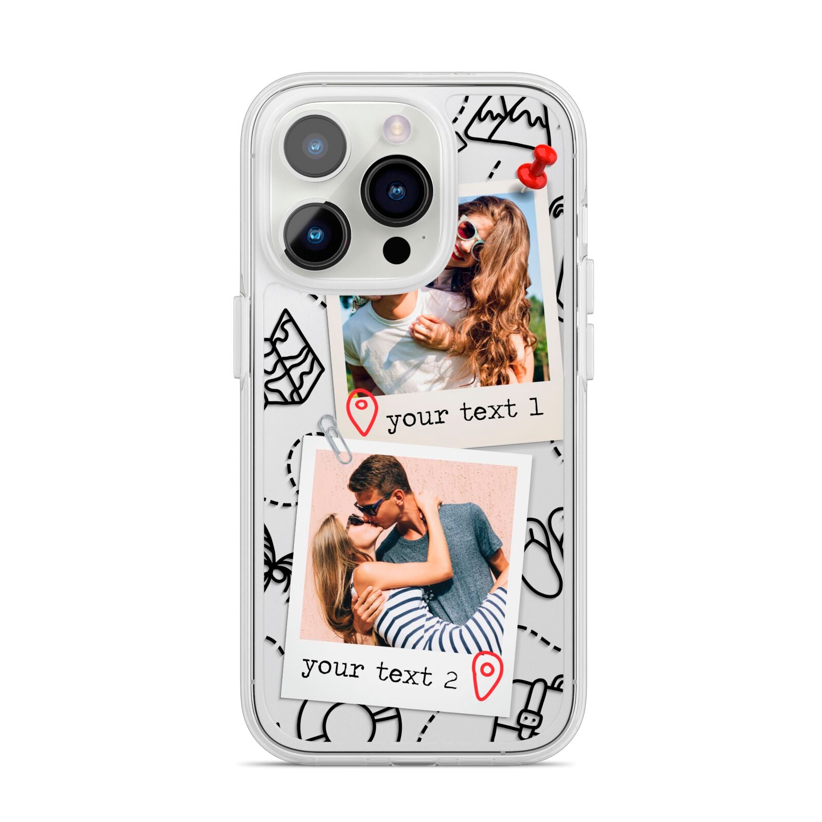 Pinboard Photo Montage Upload iPhone 14 Pro Clear Tough Case Silver