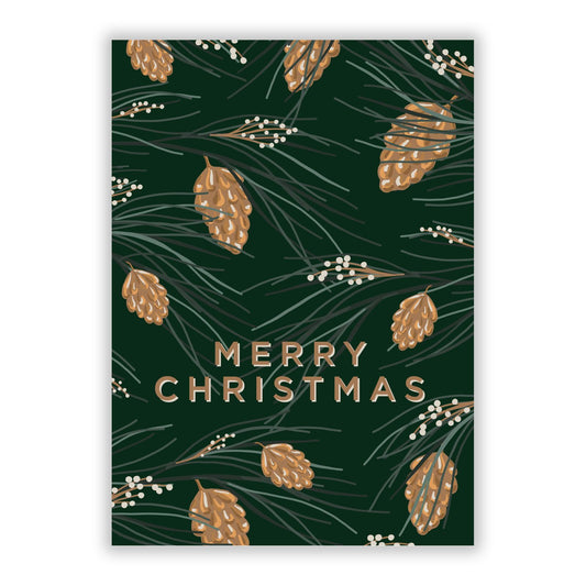 Pine Cones Christmas A5 Flat Greetings Card