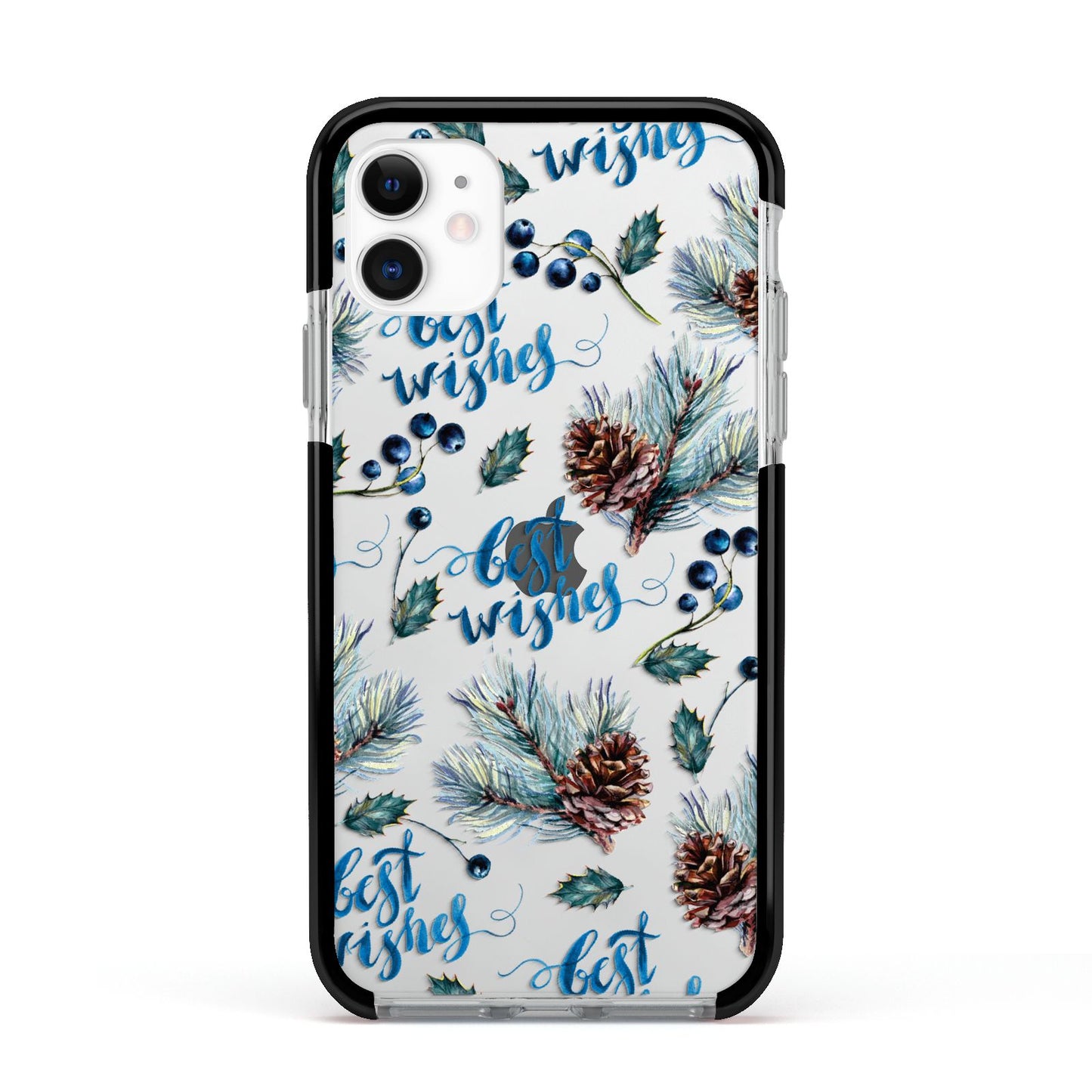 Pine cones wild berries Apple iPhone 11 in White with Black Impact Case
