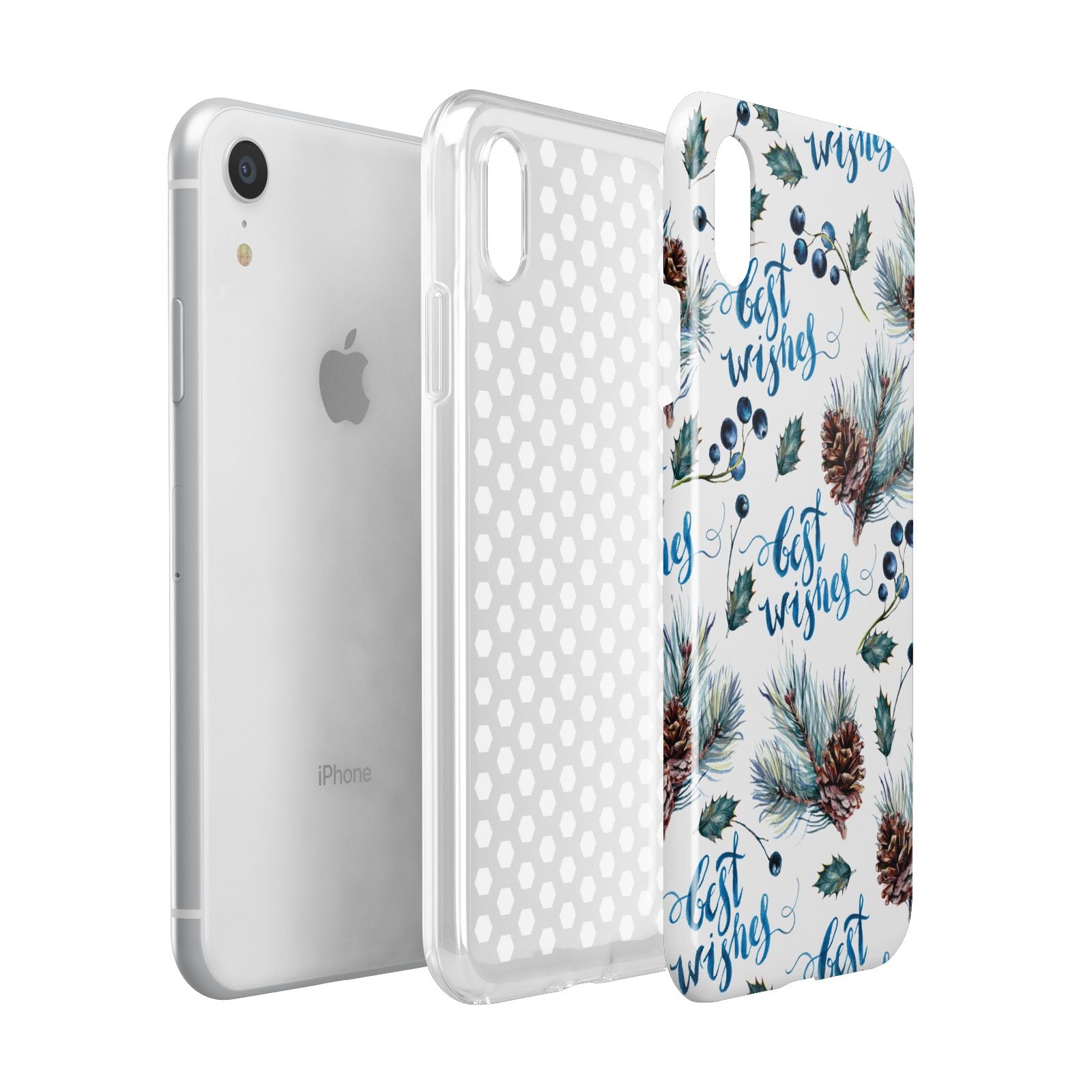 Pine cones wild berries Apple iPhone XR White 3D Tough Case Expanded view