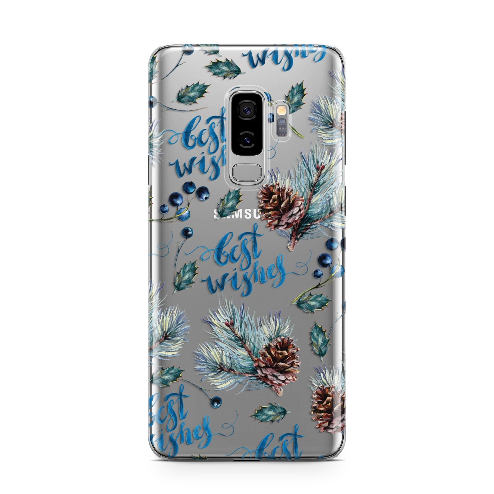 Pine cones wild berries Samsung Galaxy S9 Plus Case on Silver phone
