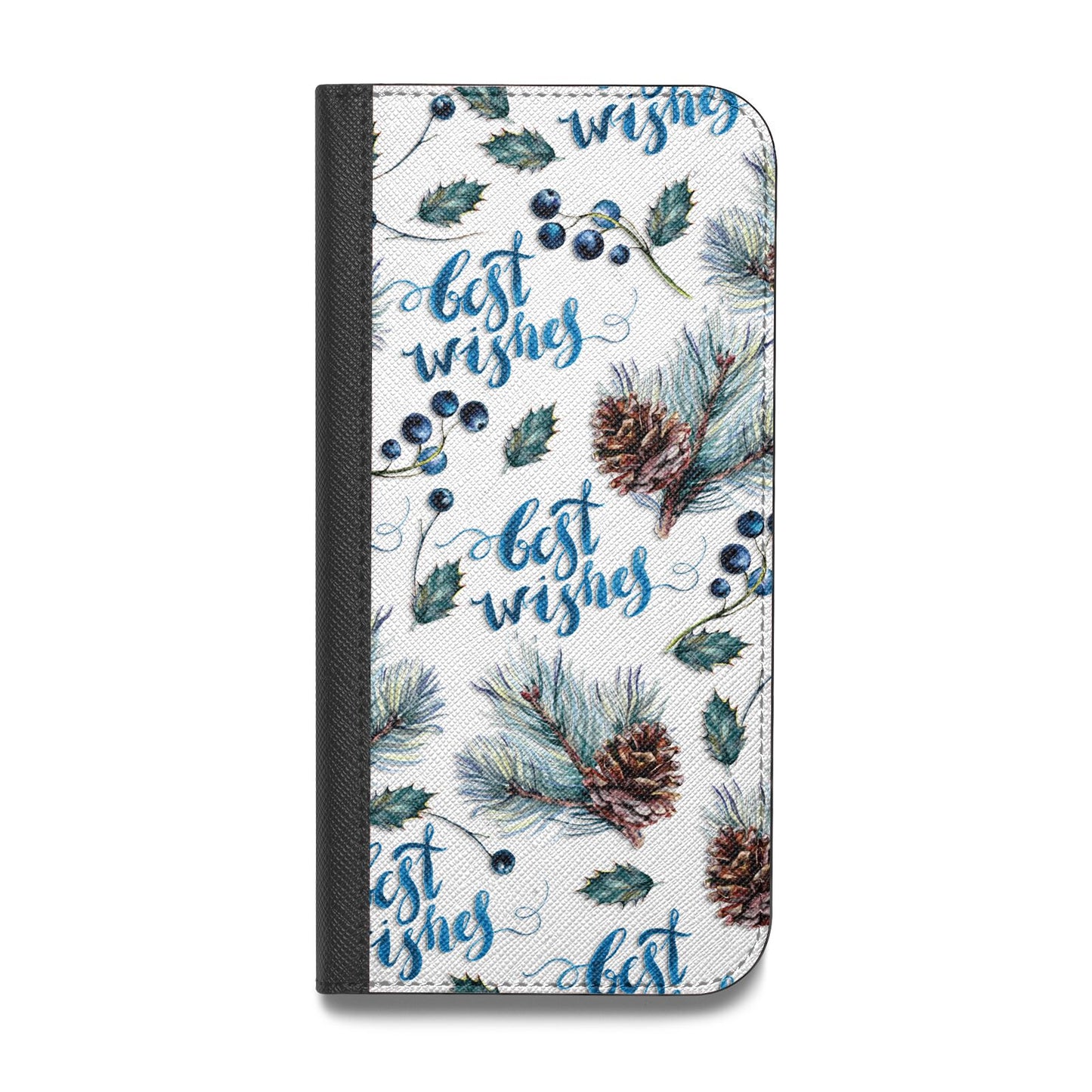 Pine cones wild berries Vegan Leather Flip iPhone Case