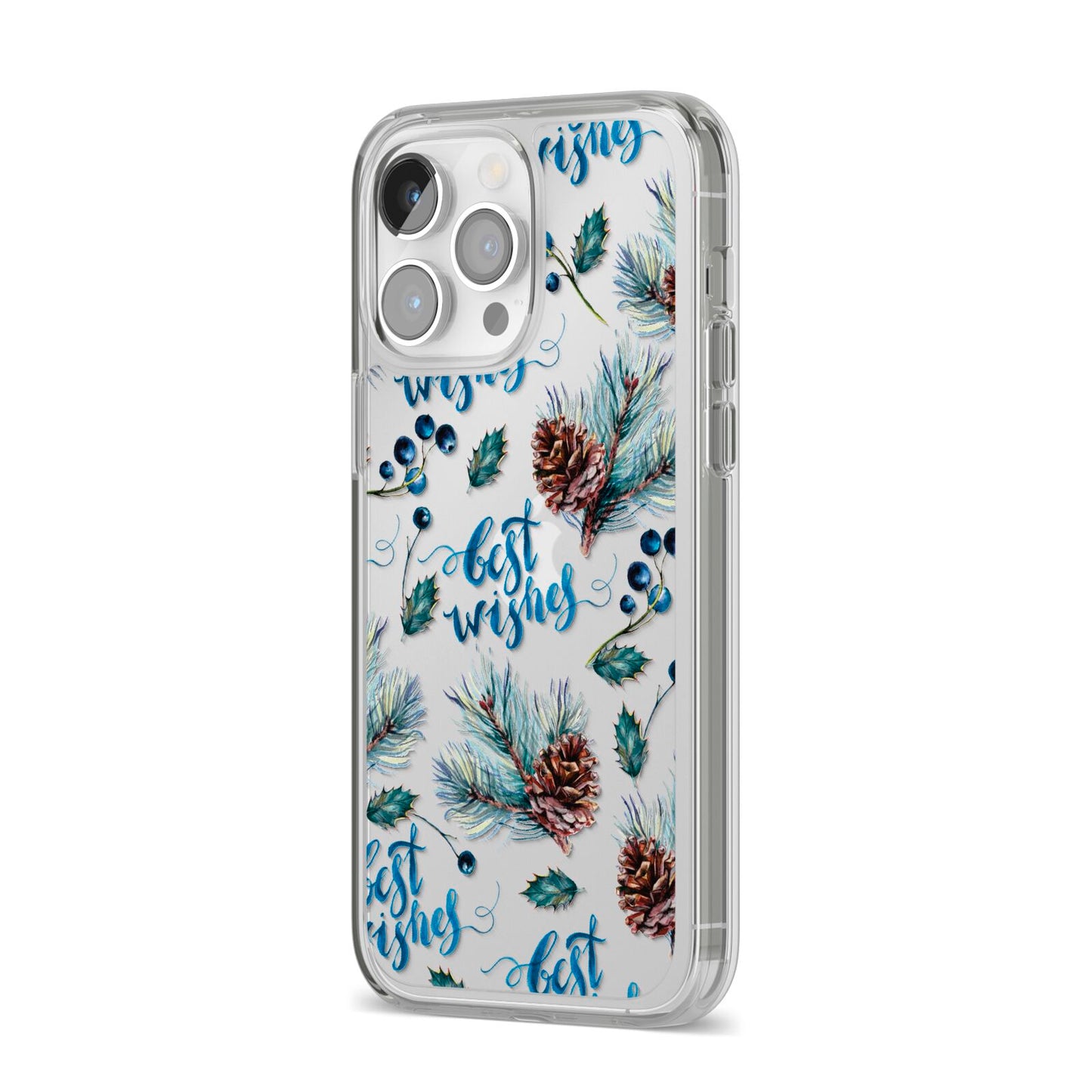 Pine cones wild berries iPhone 14 Pro Max Clear Tough Case Silver Angled Image