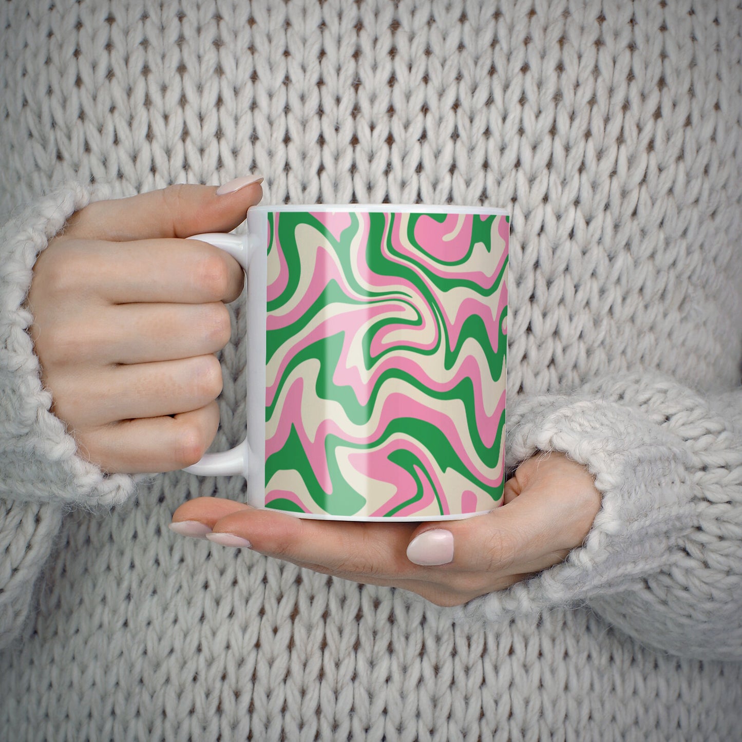 Pink And Green Swirl 10oz Mug Alternative Image 5