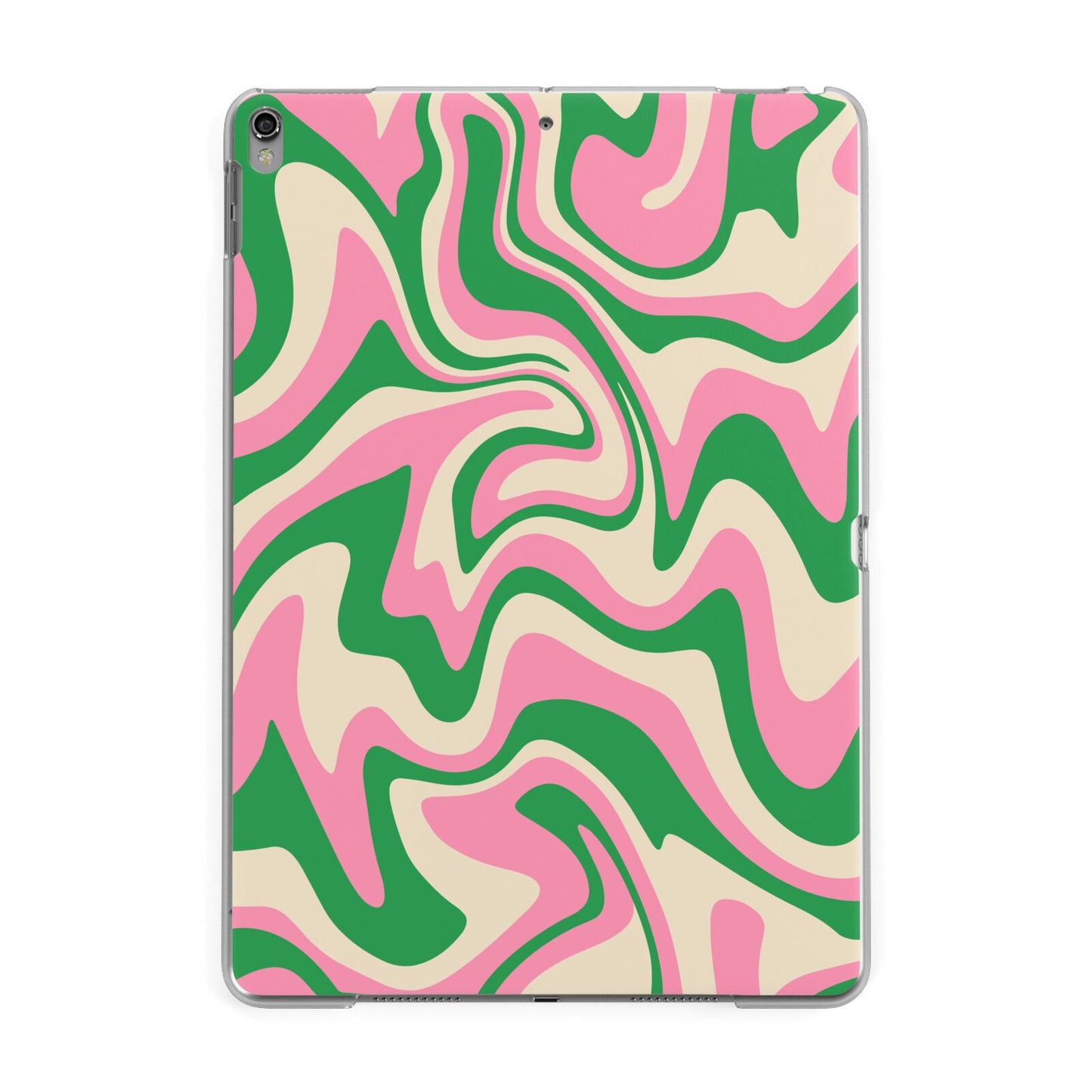 Pink And Green Swirl Apple iPad Grey Case