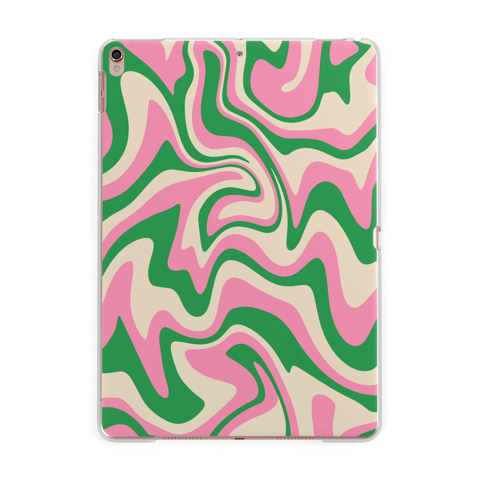 Pink And Green Swirl Apple iPad Rose Gold Case