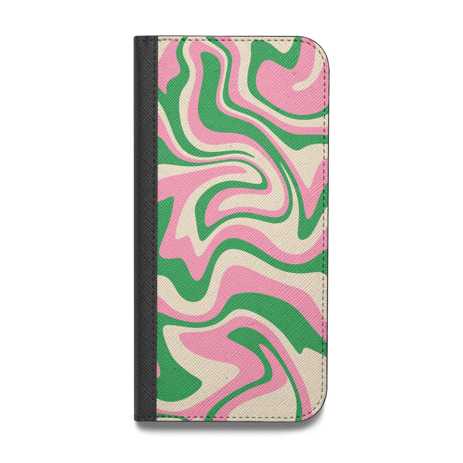 Pink And Green Swirl Vegan Leather Flip Samsung Case
