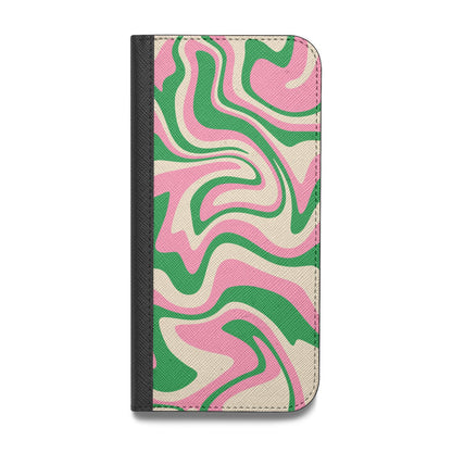 Pink And Green Swirl Vegan Leather Flip Samsung Case