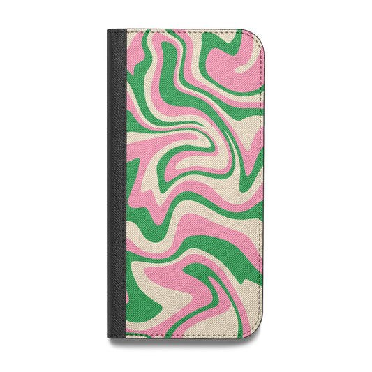 Pink And Green Swirl Vegan Leather Flip Samsung Case