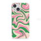 Pink And Green Swirl iPhone 13 Mini Clear Bumper Case