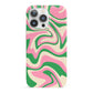 Pink And Green Swirl iPhone 13 Pro Full Wrap 3D Snap Case