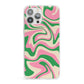 Pink And Green Swirl iPhone 13 Pro Max Clear Bumper Case