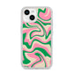 Pink And Green Swirl iPhone 14 Clear Tough Case Starlight