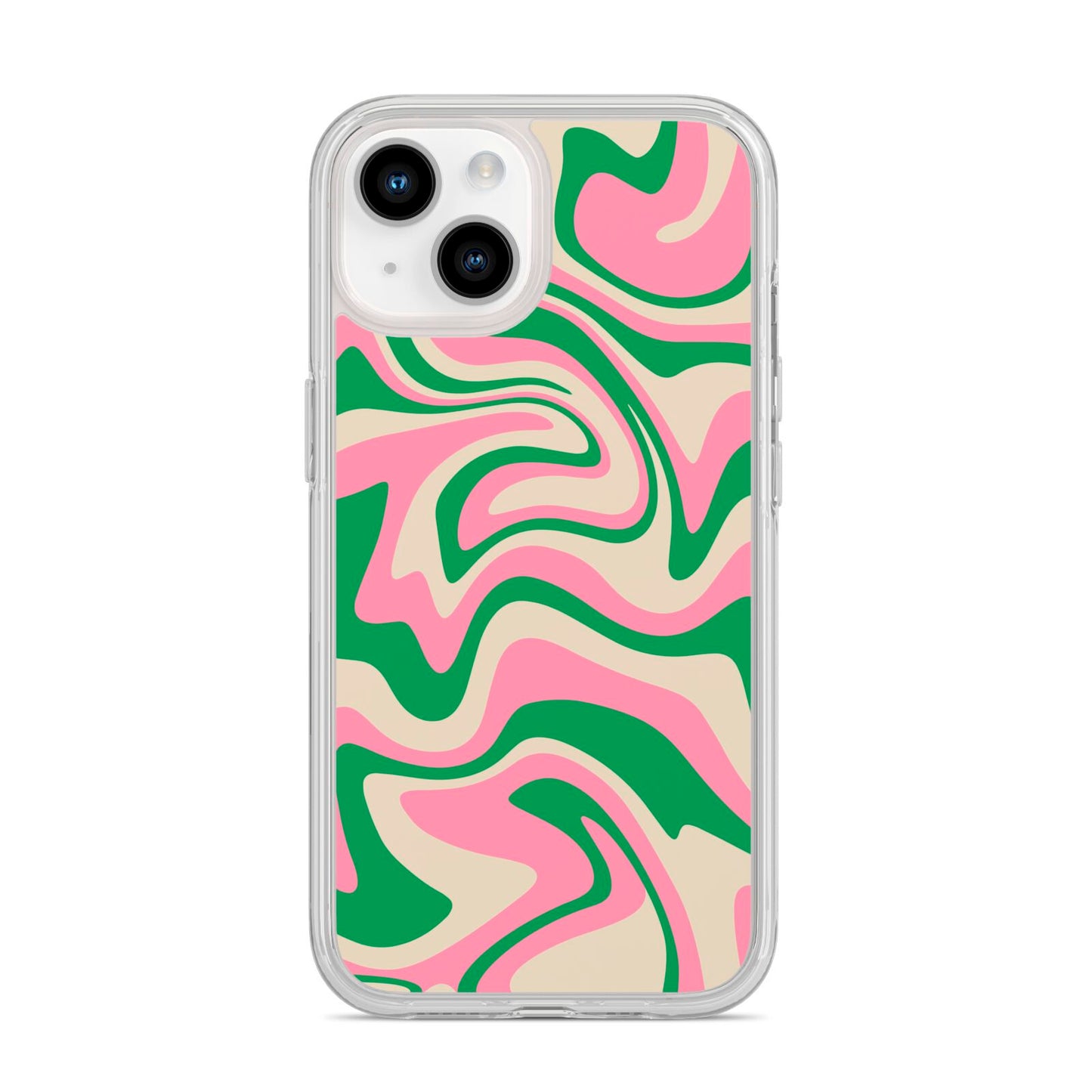 Pink And Green Swirl iPhone 14 Clear Tough Case Starlight