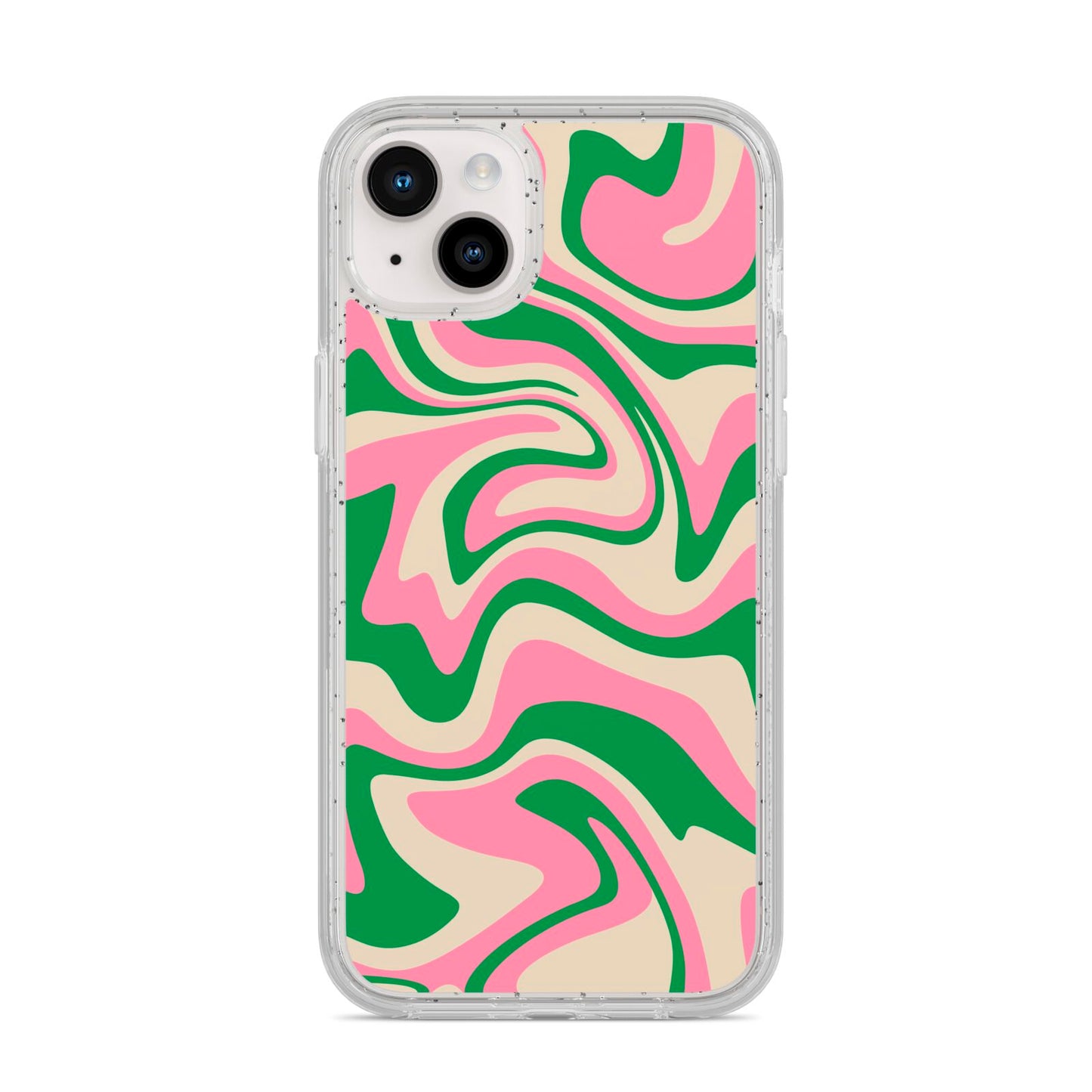 Pink And Green Swirl iPhone 14 Plus Glitter Tough Case Starlight