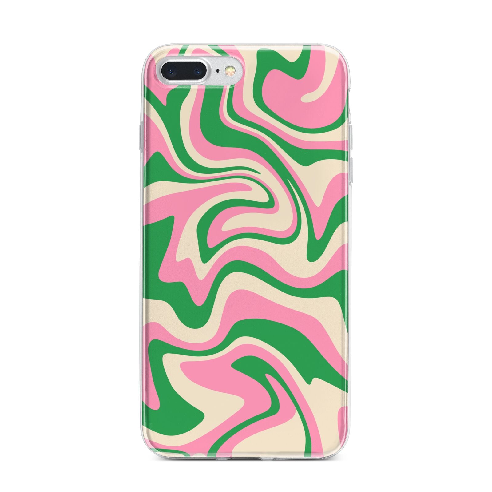 Pink And Green Swirl iPhone 7 Plus Bumper Case on Silver iPhone