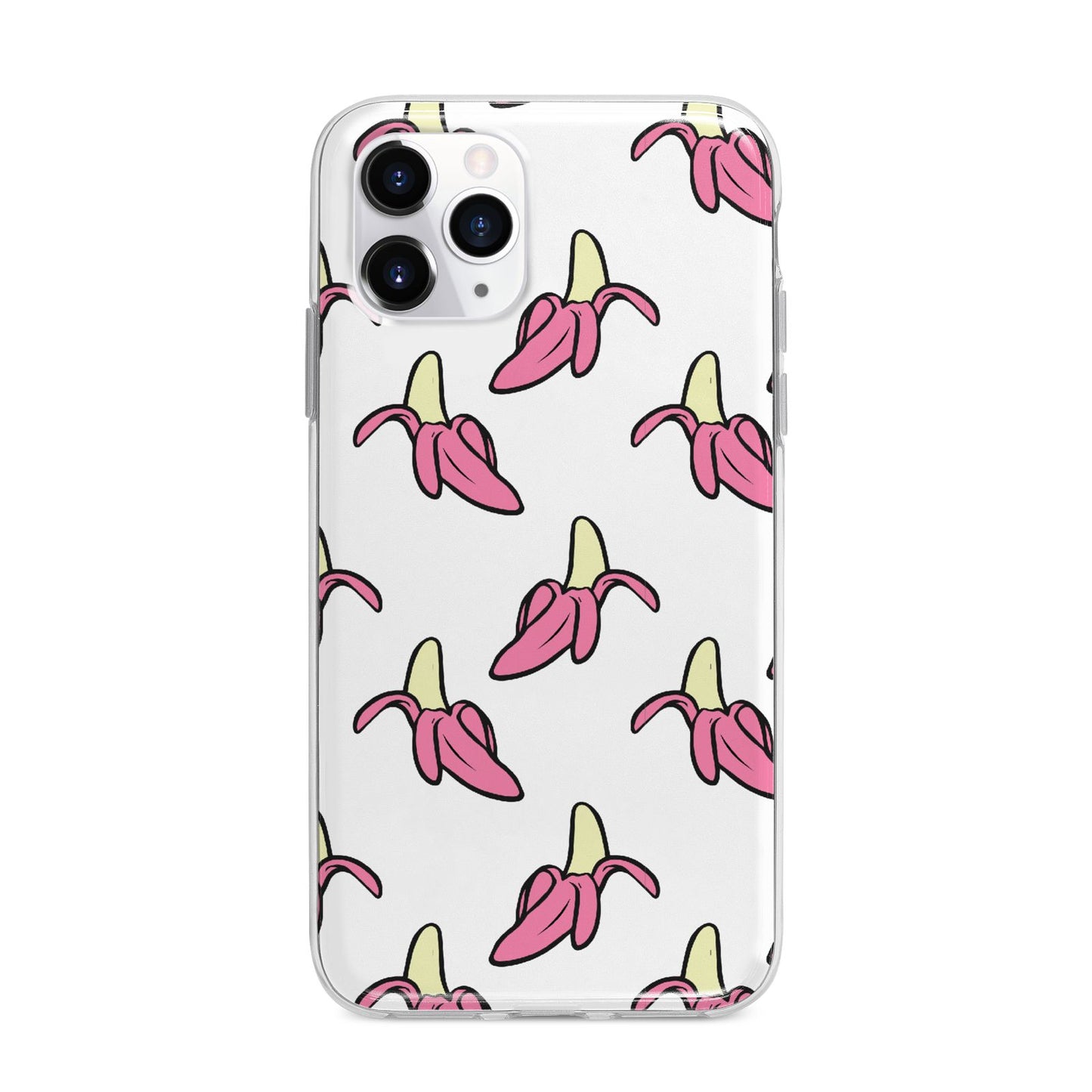 Pink Bannana Comic Art Fruit Apple iPhone 11 Pro Max in Silver with Bumper Case