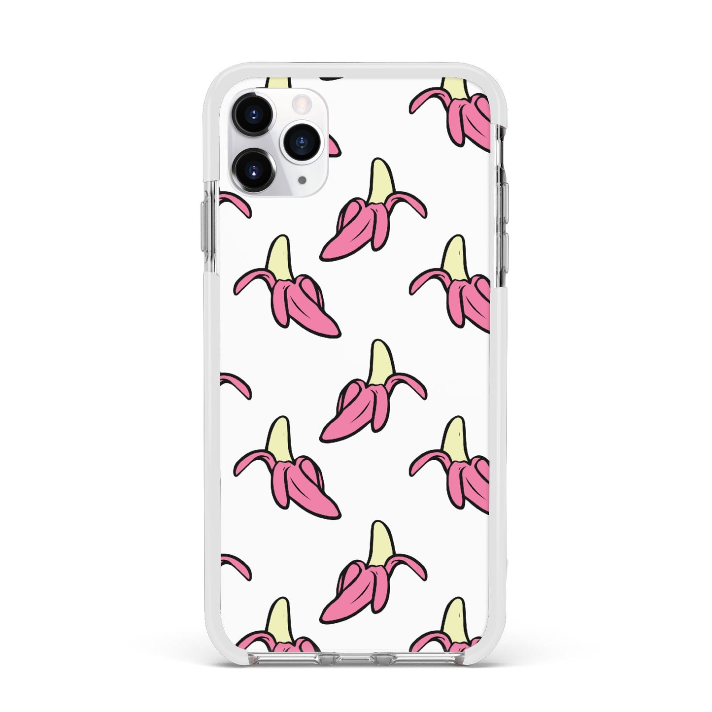 Pink Bannana Comic Art Fruit Apple iPhone 11 Pro Max in Silver with White Impact Case
