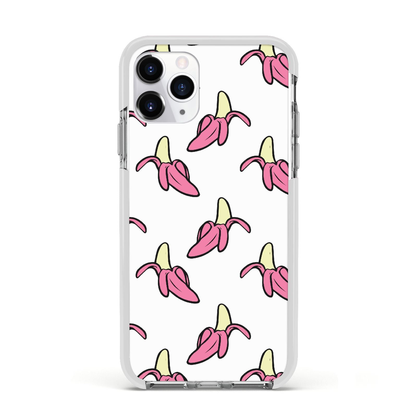Pink Bannana Comic Art Fruit Apple iPhone 11 Pro in Silver with White Impact Case