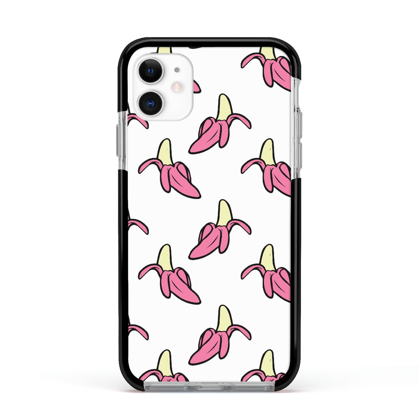 Pink Bannana Comic Art Fruit Apple iPhone 11 in White with Black Impact Case
