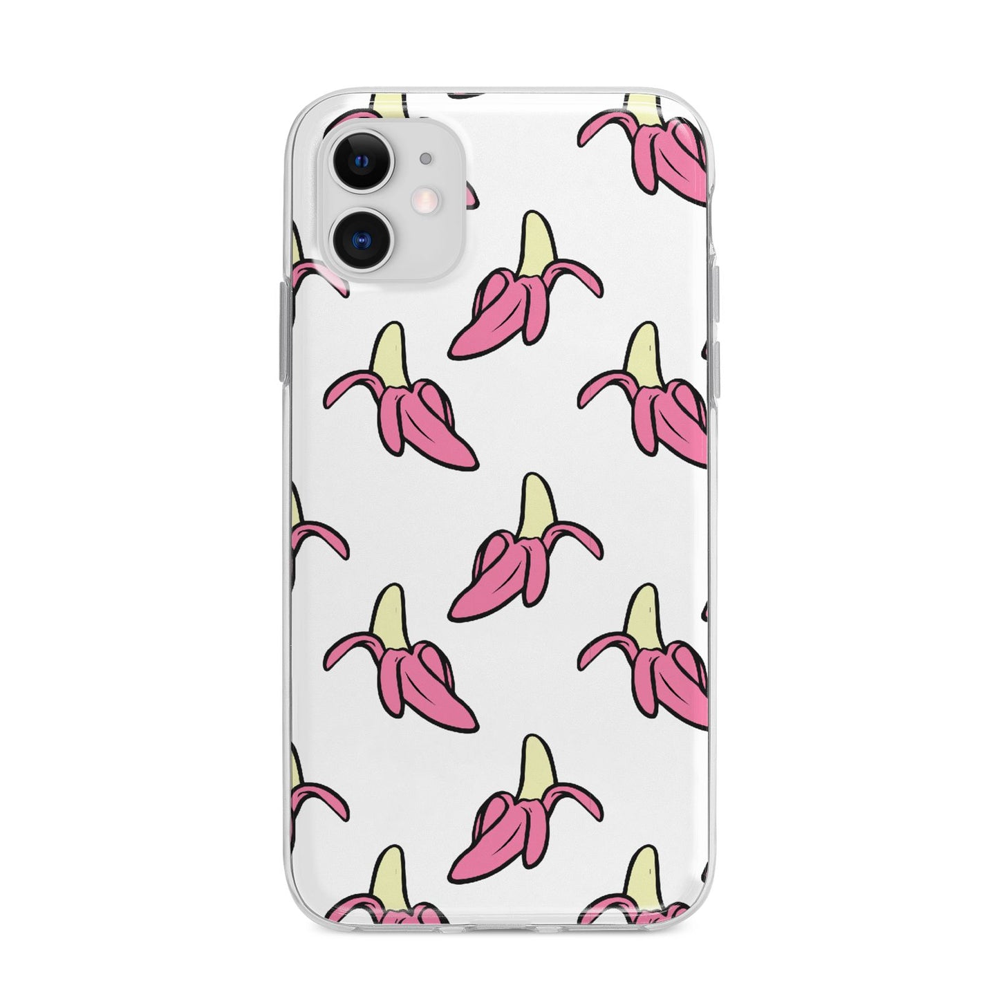 Pink Bannana Comic Art Fruit Apple iPhone 11 in White with Bumper Case