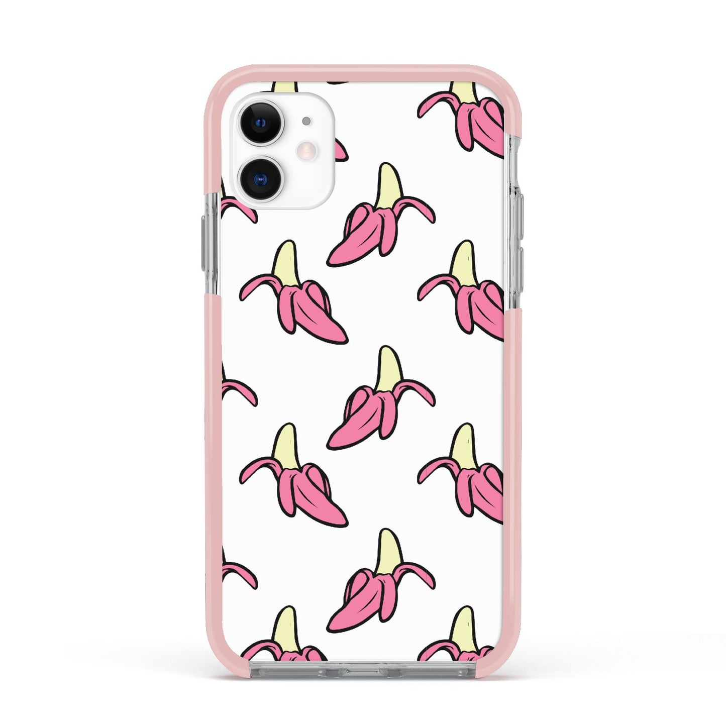 Pink Bannana Comic Art Fruit Apple iPhone 11 in White with Pink Impact Case