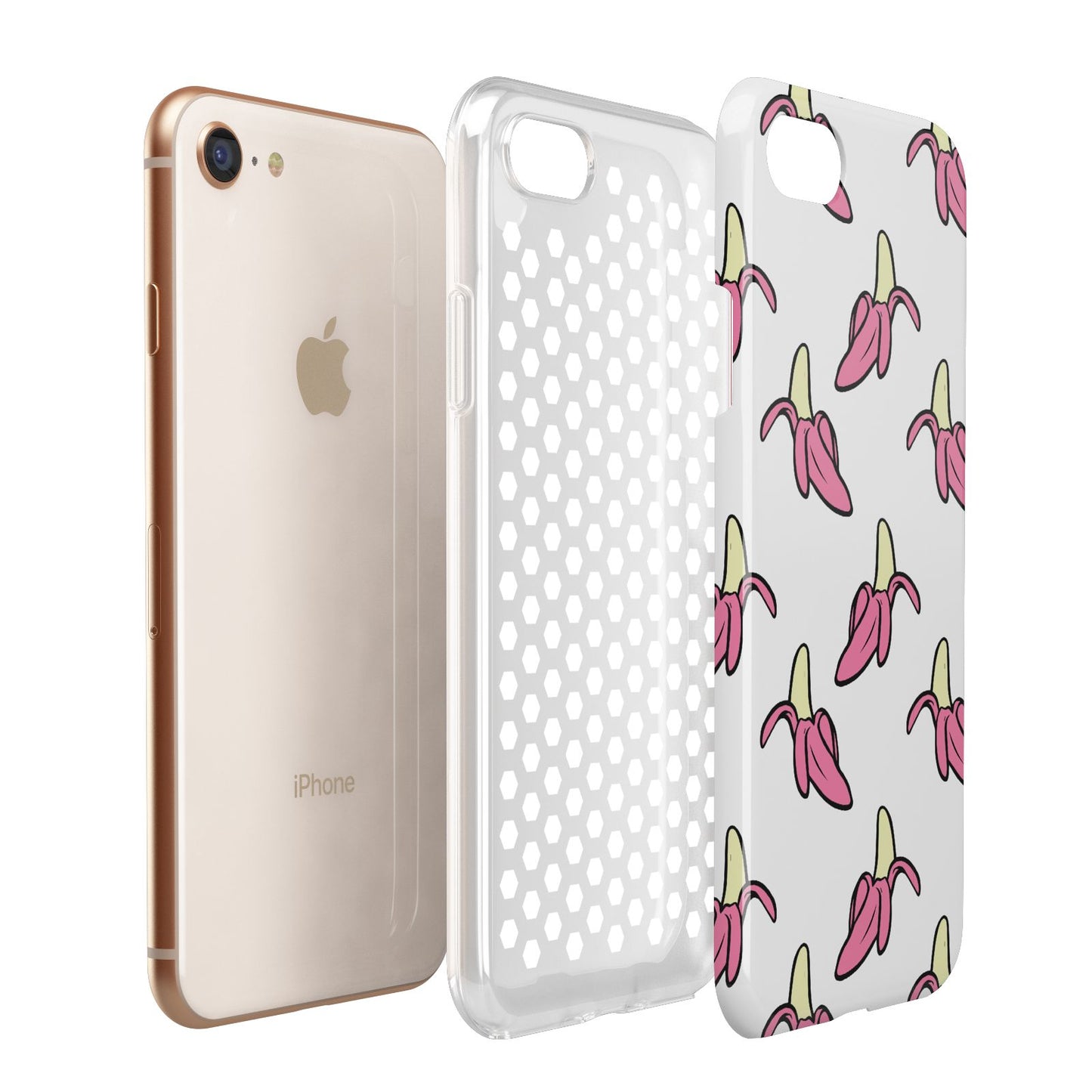 Pink Bannana Comic Art Fruit Apple iPhone 7 8 3D Tough Case Expanded View