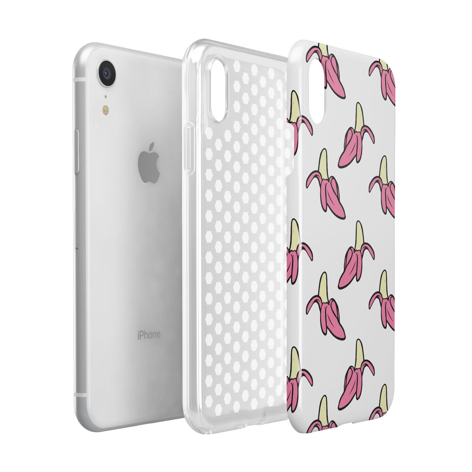 Pink Bannana Comic Art Fruit Apple iPhone XR White 3D Tough Case Expanded view