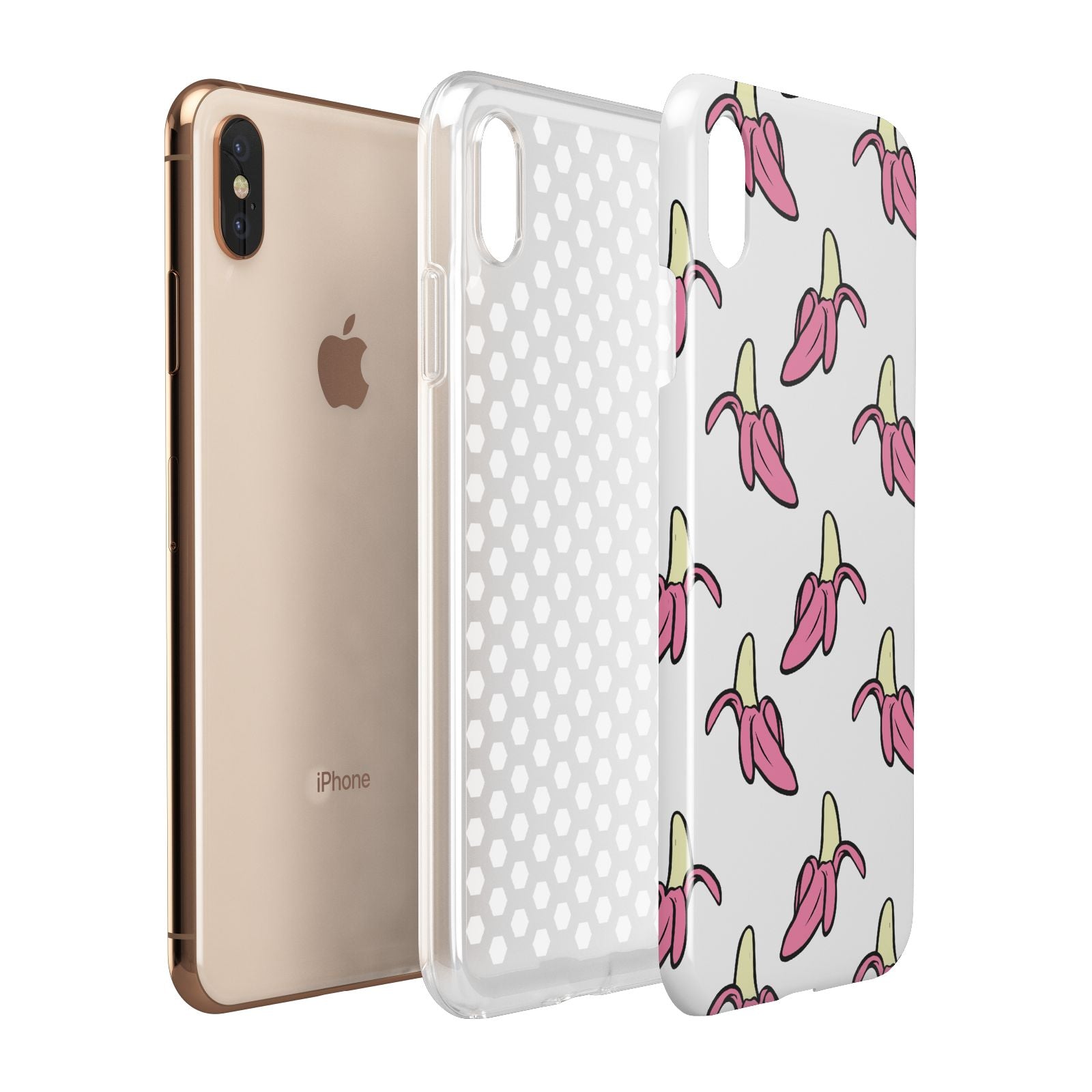 Pink Bannana Comic Art Fruit Apple iPhone Xs Max 3D Tough Case Expanded View