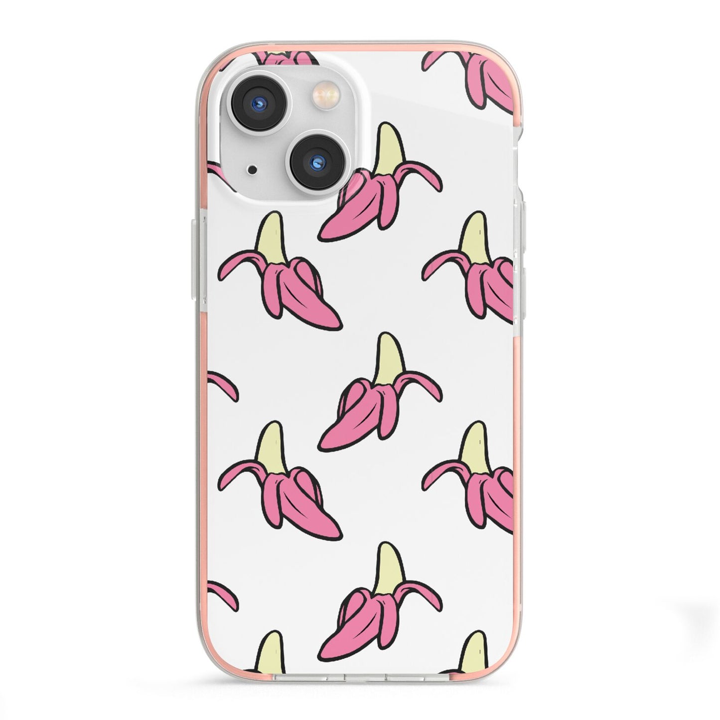 Pink Bannana Comic Art Fruit iPhone 13 Mini TPU Impact Case with Pink Edges