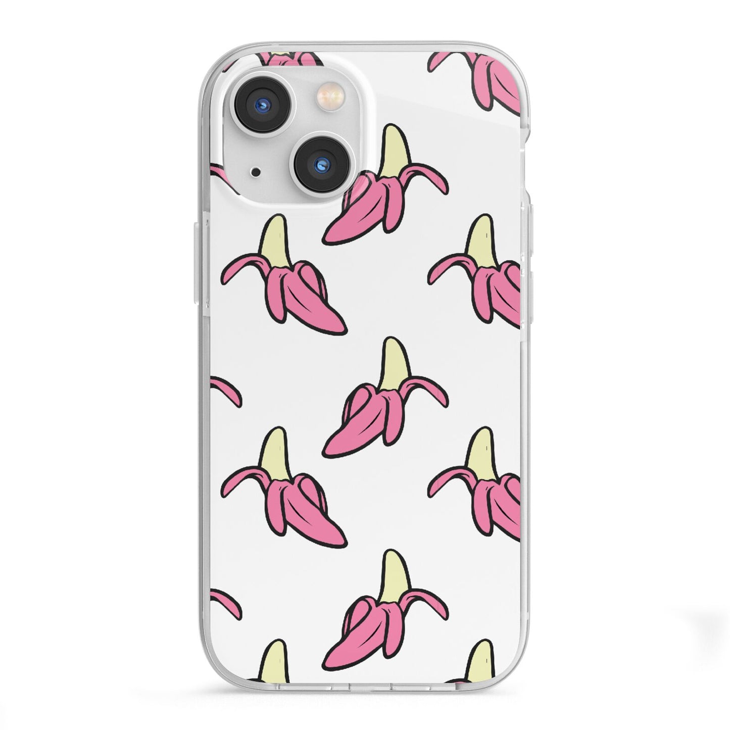 Pink Bannana Comic Art Fruit iPhone 13 Mini TPU Impact Case with White Edges