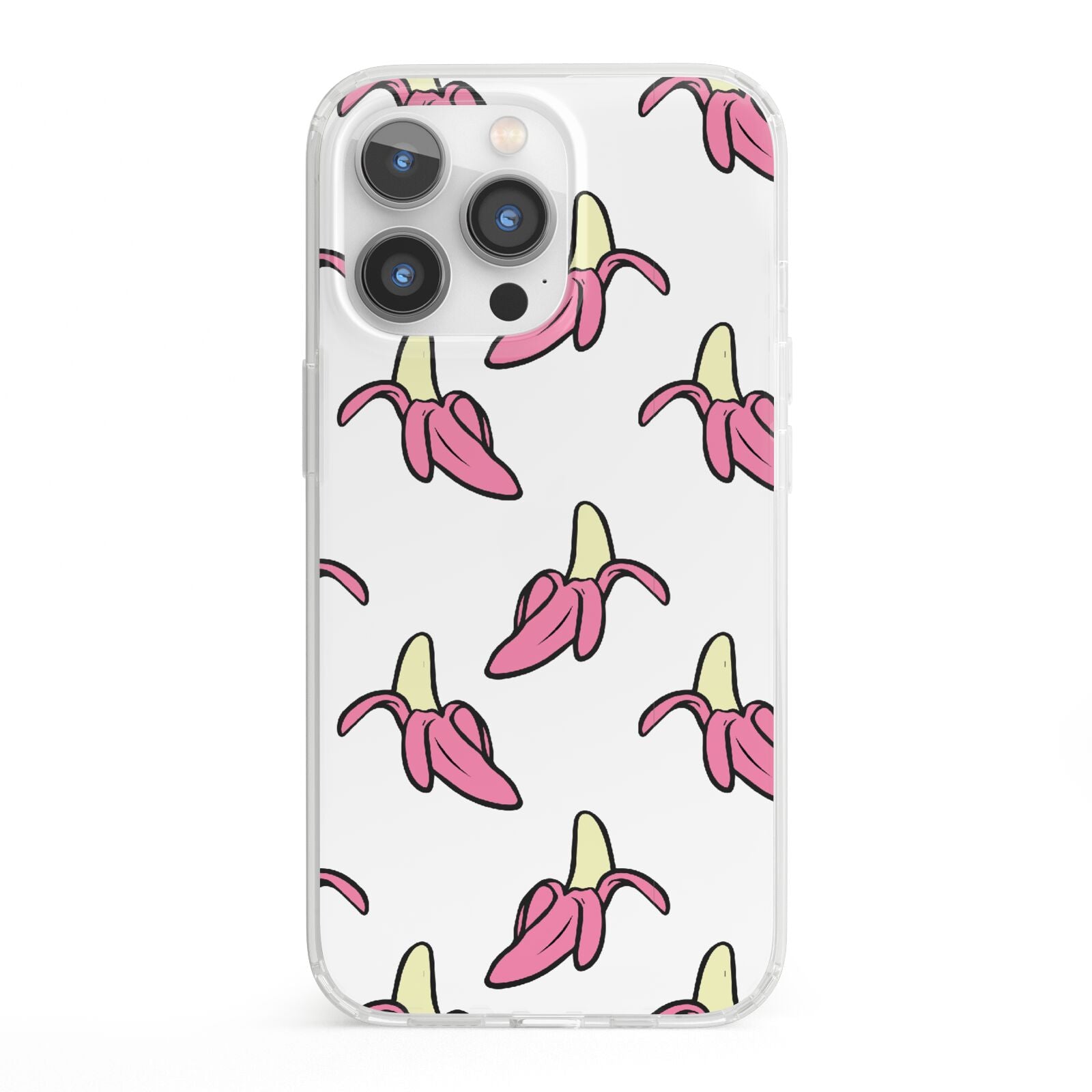Pink Bannana Comic Art Fruit iPhone 13 Pro Clear Bumper Case
